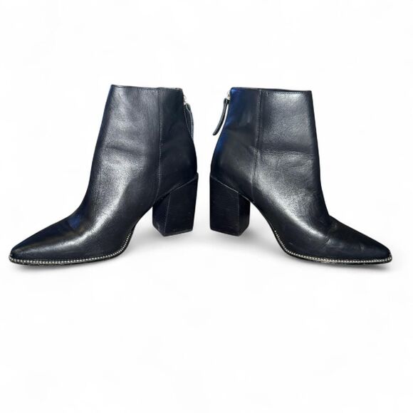 Steve Madden Olga Women’s Size 8 Black Leather Ankle Boots Studded Pointed Toe B - Picture 1 of 7